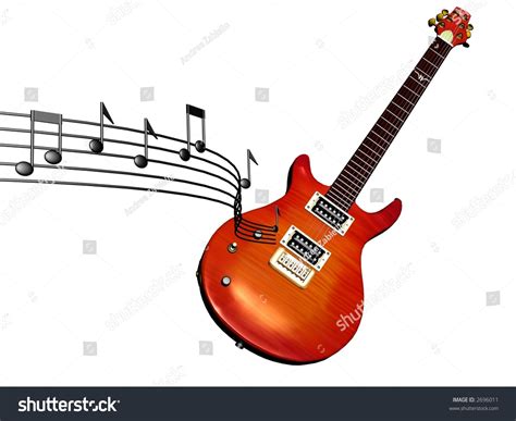 3d Model Electric Guitar Music Notes Stock Illustration 2696011