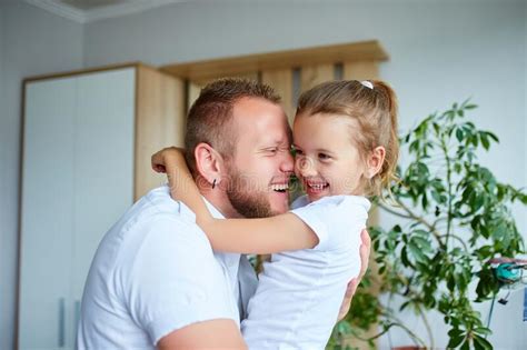 Father And Daughter In White Spending Time At Home Stock Image Image Of Happy Home 184440939