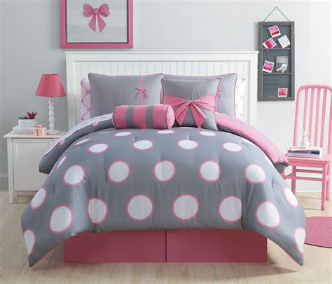 Vcny Home Sophie Polka Dot Polyester Bed In A Bag Comforter Set Full Pink 10 Pieces Walmart