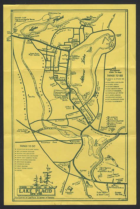 Where To Stay In Lake Placid New York Map And List Sheet 1951
