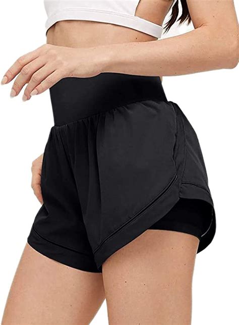 Womens Quick Dry Running Shorts Sport Double Layer Active Shorts
