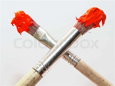 Two Paintbrushes Stock Image Colourbox