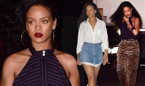 Rihanna Slips From Denim Skirt Into Leopard Print Trousers For Dinner