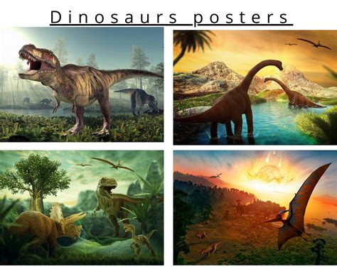 Dinosaurs Posters Print Dinosaurs Wall Art Colorful Kids Etsy