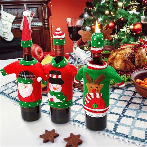 Cute Christmas Wine Bottle Covers Snowman Santa Claus Reindeer