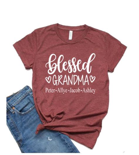 Blessed Grandma Shirt Personalized Grandma Shirt Grandma Etsy