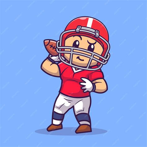 Free Vector Cute Rugby Player Hold Rugby Ball Cartoon Vector Icon