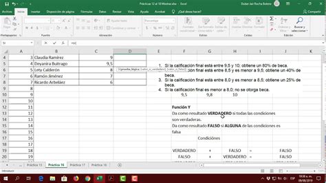 Práctica 16 Microsoft Excel Función Y Youtube