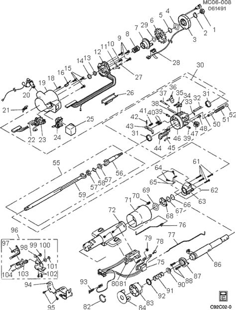Exploded View For The 1984 Chevrolet Impala Tilt Steering Column Services