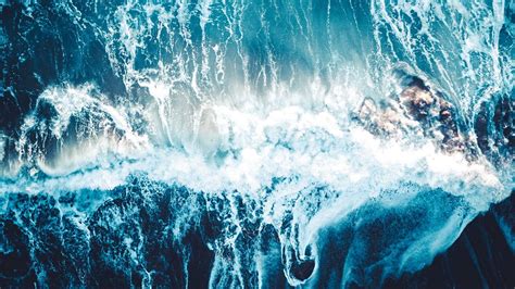 Wallpaper Sea Waves Aerial View Water Blue Hd Picture Image