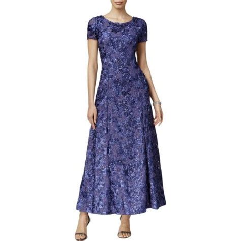 Alex Evenings Womens Petites Sequined Rosette Evening Dress Size 10p