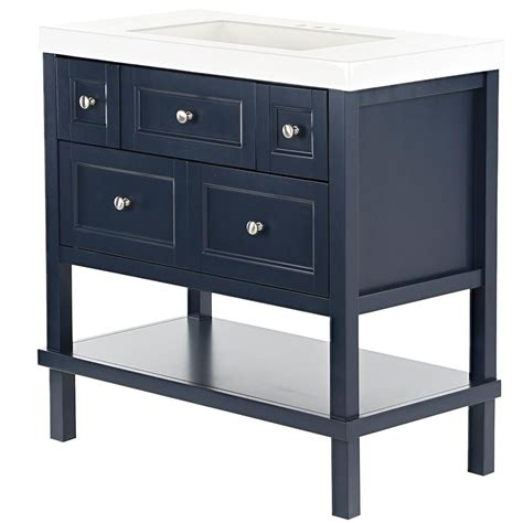 This 36 single bathroom vanity is versatile enough to plan a bathroom around or add as a finishing touch to an already completed remodel. Glacier Bay Ashland 37 in. W x 19 in. D x 36.7 in. H Bath ...