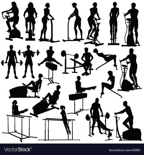 Gym Workout Silhouettes Royalty Free Vector Image
