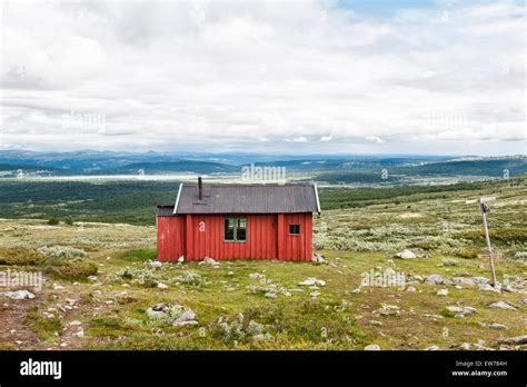 Norway A Mountain Hut Or Hiking Cabin In The Rugged Mountainous