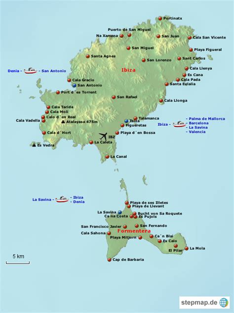 Linien, fahrpläne, intermodalkarte, karten, tarifen, kundendienst, öffentliche fahrräder, bahnof intermodal, news un meldungen. Ibiza von dirk2707 - Landkarte für Ibiza