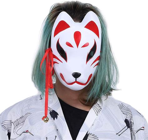 Yahuipeius Japanese Fox Mask Hand Painted Anime Fox Mask Halloween