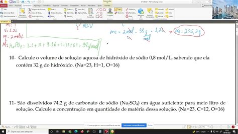 Resolução De Exercícios Concentração Em Quantidade De Matéria Moll