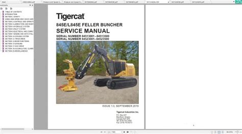 Tigercat 845E L845E Feller Buncher 84513001 84513500 Operator