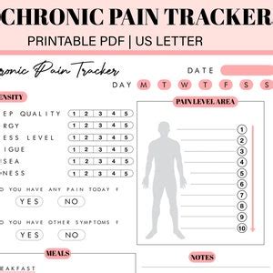 Pain Tracker Chronic Pain Tracker Fibromyalgia Journal Symptom Tracker Daily Monthly Pain