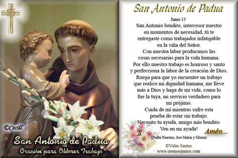Poderoso san antonio de padua, oh! Imágenes de Cecill: Estampita y Oración a San Antonio de Padua