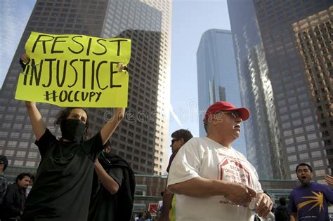 Occupy La Protesters March Editorial Photography Image Of America