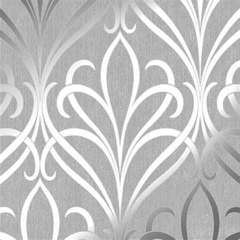 Camden Damask Wallpaper In Soft Grey And Silver I Love