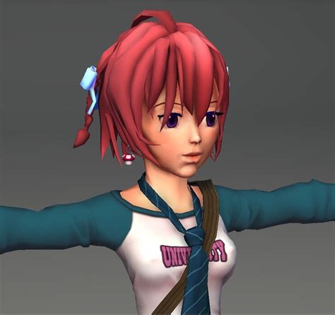 3d Model Anime School Girl Rigged Low Poly Vr Ar Low Poly