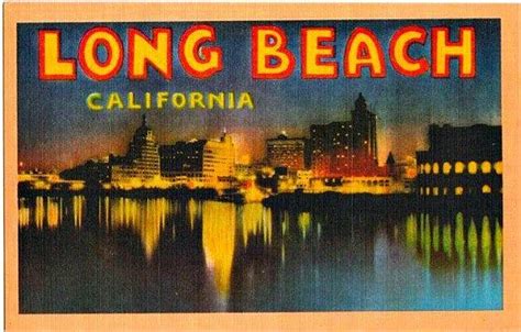 Vintage California Postcard Long Beach By Night Unused Etsy