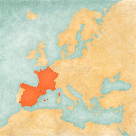 Mapa De Francia Y De España Stock De Ilustración Ilustración De