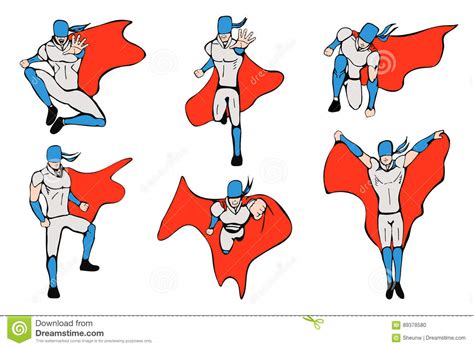 Hand Drawn Hero Models In Various Poses Stock Vector Illustration Of