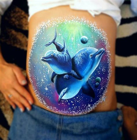 The Detail In This Is Wow Maternity Belly Paint Dolphins Ocean Sea