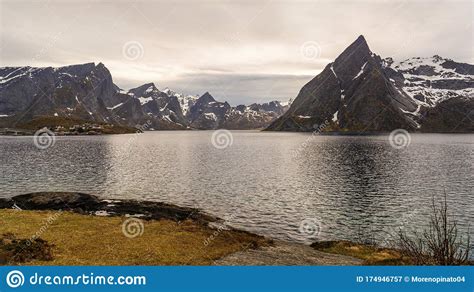 Reine Village View Lofoten Islands Stock Image Image Of Coastal