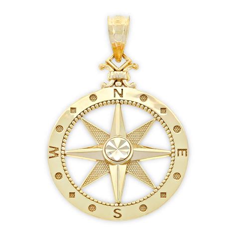 Gold Compass Charm 14k Solid Gold Navigate Nautical Etsy