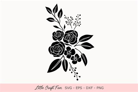 Rose Flowers Silhouette Graphic By Little Craft Fun · Creative Fabrica