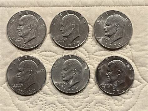 Eisenhower Ike Dollars 6 Coin Set Complete Set Of All 6 Years 1971 1978