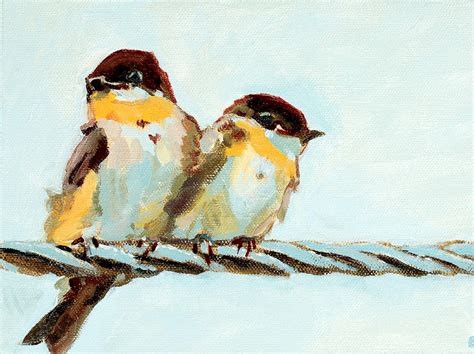 Birds On A Wire Painting By Debbie Beukema Fine Art America