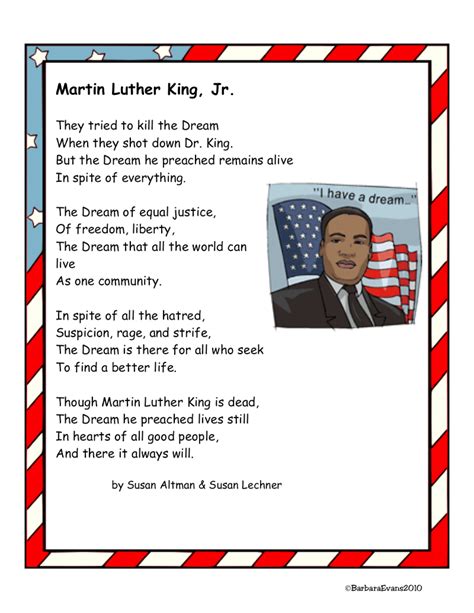 Martin Luther King Dream Poempdf Black History Poems Mlk Jr Mlk Jr Day