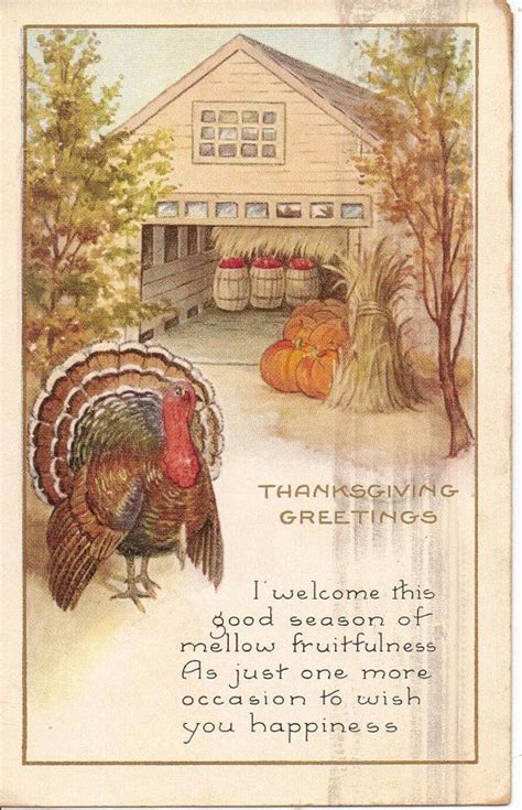Vintage Thanksgiving Greetings Postcard With Turkey Whitney Etsy