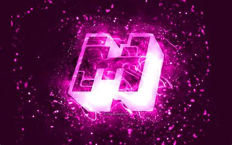 Download Wallpapers Minecraft Purple Logo 4k Purple Neon Lights Creative Purple Abstract