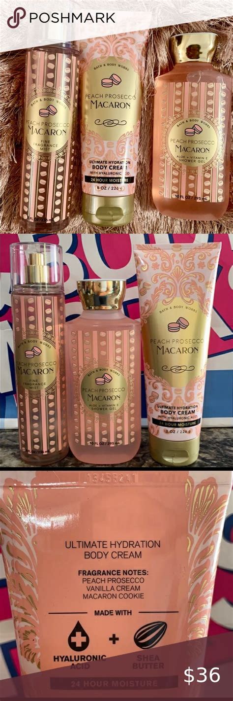 Bath And Body Works Peach Prosecco Macaron Body Wash Body Cream Fragrance Mist In 2022 Body