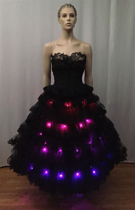 Black Ruffled Dress With Rgb Leds Enlighted Designs Black Ruffled