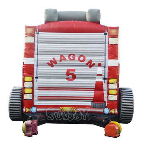 Fire Truck Bounce House with Fire Hydrants Obstacle ...