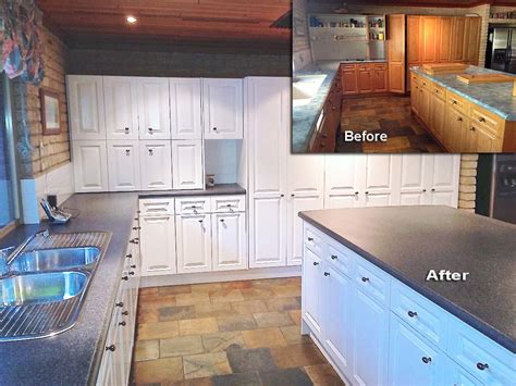 Am very happy with the appearance and. Resurfaced Kitchen Cabinets