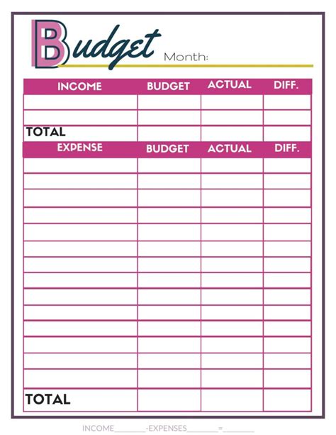 005 Template Ideas Printable Monthly Shocking Budget
