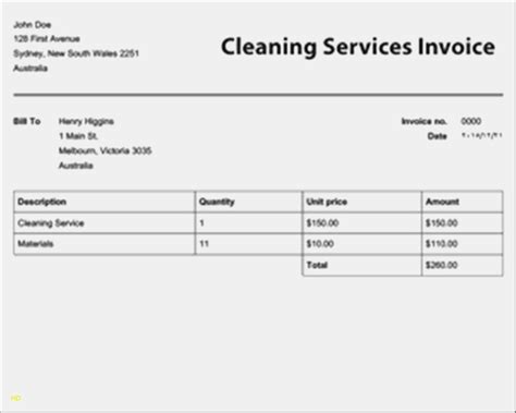 Cleaning Services Invoice Template