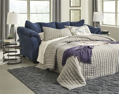 majik darcy blue full size sleeper sofa rent   furniture