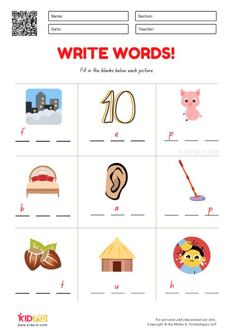 Write 3 Letter Words Worksheet For Grade 1 Kidpid