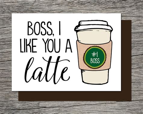 Boss S Day Card Bosses Day Card Printable Card Boss We I Like You A Latte Etsy