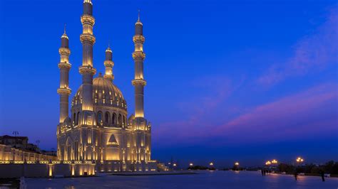 Мечеть Гейдара ночью Баку Азербайджан обои для рабочего стола