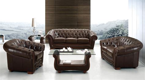 Traditional Leather Living Room Sets Concept Gold Framed